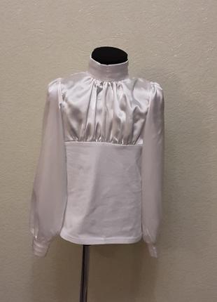 Бiла блуза ,белая блузка для девочки.3 фото