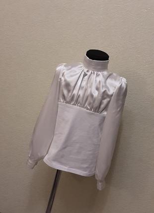 Бiла блуза ,белая блузка для девочки.9 фото