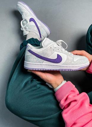 Nike dunk low purple pulse брендовые высокие фиолетовые кроссовки найк весна осень новинка демісезонні сірі кросівки на фіолетовій підошві6 фото