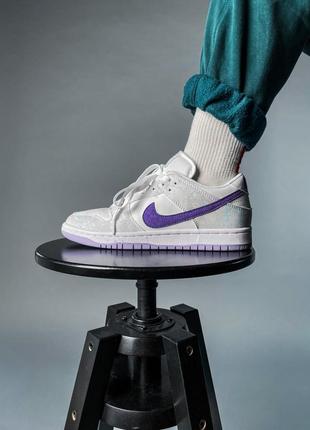 Nike dunk low purple pulse брендовые высокие серые кроссовки с фиолетовой подошвой найк весна осень новинка демісезонні сірі фіолетові кросівки1 фото