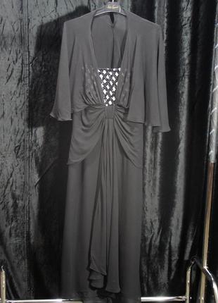 Платье натуральный шёлк чёрный вечерние бисер luisa spagnoli1 фото