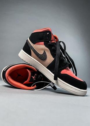 Nike air jordan 1 canyon rust брендовые высокие кроссовки найк джордан весна осень новинка демісезонні високі жіночі кросівки нубук10 фото