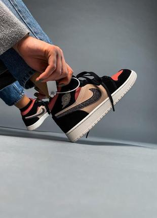 Nike air jordan 1 canyon rust брендовые высокие кроссовки найк джордан весна осень новинка демісезонні високі жіночі кросівки нубук5 фото