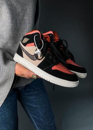 Nike air jordan 1 canyon rust брендовые высокие кроссовки найк джордан весна осень новинка демісезонні високі жіночі кросівки нубук8 фото