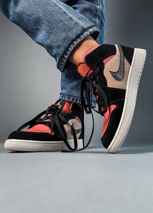 Nike air jordan 1 canyon rust брендовые высокие кроссовки найк джордан весна осень новинка демісезонні високі жіночі кросівки нубук2 фото