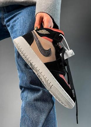 Nike air jordan 1 canyon rust брендовые высокие кроссовки найк джордан весна осень новинка демісезонні високі жіночі кросівки нубук7 фото