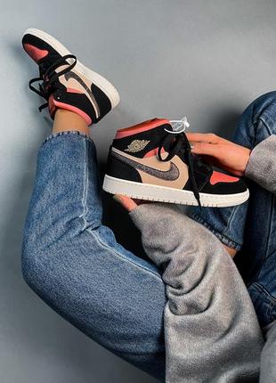 Nike air jordan 1 canyon rust брендовые высокие кроссовки найк джордан весна осень новинка демісезонні високі жіночі кросівки нубук4 фото