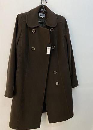 Хаки пальто из шерсти с кашемиром
