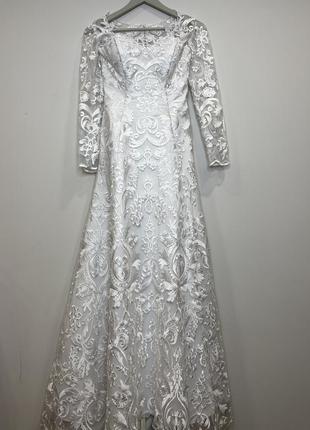 Свадебное платье белое кружевное7 фото
