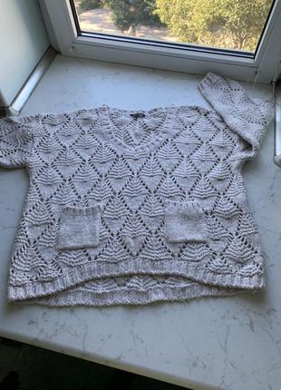 Объемный свитер с красивым ажурным плетением оверсайз river island размер m-l 14 {40}2 фото
