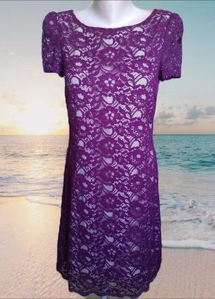 Нарядное ажурное фиолетовое платье oasis по фигуре/кружевное гипюровое платье бордо марсала2 фото
