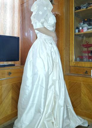 Винтажное шёлковое свадебное бальное выпускное платье айвори фотосессии винтаж vintage шёлк чесуча7 фото