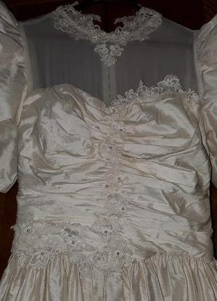 Вінтажне шовкове весільну бальна випускну сукню айворі фотосесії вінтаж vintage шовк чесуча8 фото