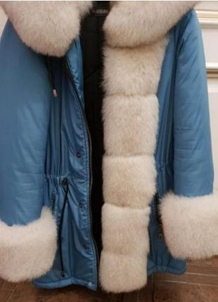 Зимова тепла куртка парку натуральне хутро зима