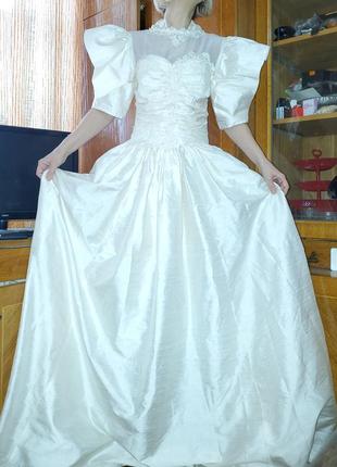 Шёлковое свадебное платье дикий шёлк чесуча