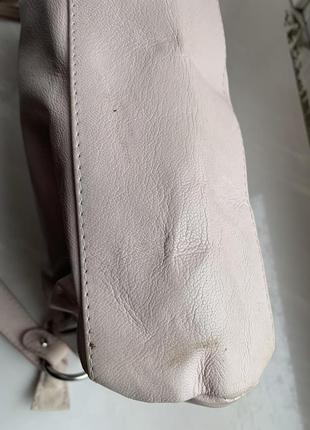 Кожаная сумка розовая пудра сумочка рюшь нежнорозовый маленькая итальянская8 фото