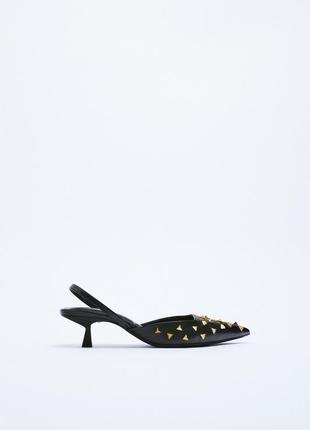 Туфли на каблуке киттен хилл с заклепками zara2 фото