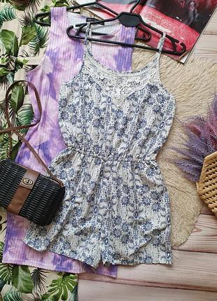 Крутой летний ромпер комбез комбинезон с карманами и кружевом