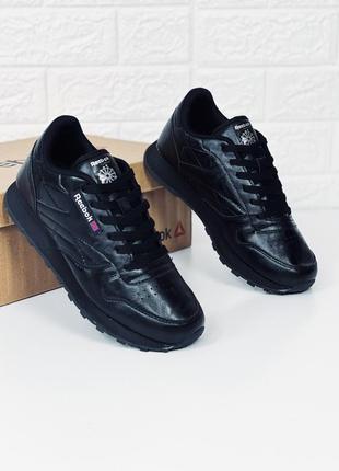 Кроссовки reebok classic leather black унисекс кросовки женские рибок класик кросівки жіночі рібок1 фото