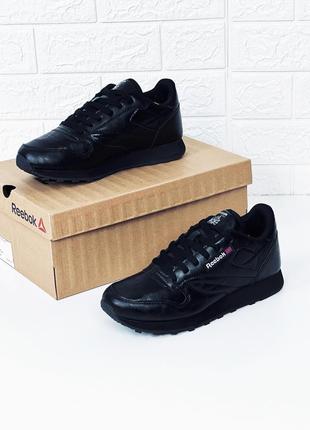 Кроссовки reebok classic leather black унисекс кросовки женские рибок класик кросівки жіночі рібок5 фото