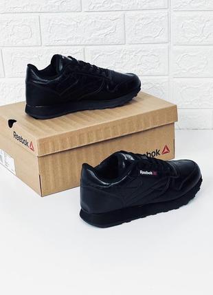 Кроссовки reebok classic leather black унисекс кросовки женские рибок класик кросівки жіночі рібок7 фото