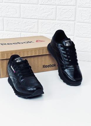 Кроссовки reebok classic leather black унисекс кросовки женские рибок класик кросівки жіночі рібок8 фото