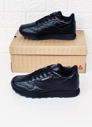 Кроссовки reebok classic leather black унисекс кросовки женские рибок класик кросівки жіночі рібок4 фото