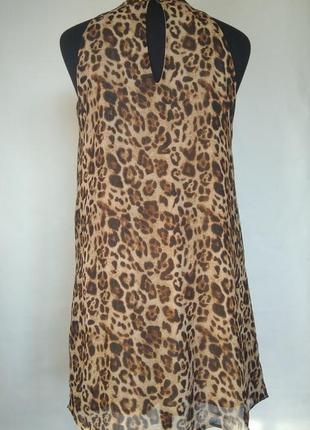 Шикарное шифоновое платье-трапеция в леопардовый принт, р. s-m2 фото