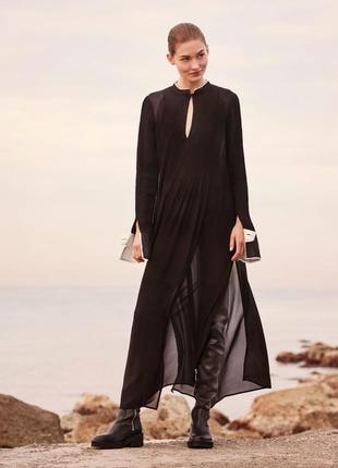 H&m чорне шифонова сукня туніка подіумна колекція