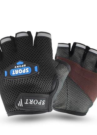 Перчатки велосипедные, унисекс, летние с открытыми пальцами sport (черный)2 фото