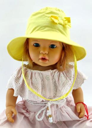 Панама детская 46, 48, 50, 52, 54 размер хлопок для девочки панамка головной убор желтый (пд170)