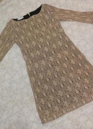 Кружевное весеннее стрейчевое мини-платье promod xs