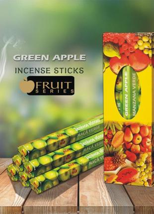 Аромапалочки благовония для дома green apple (шестигранник) зелёное яблоко