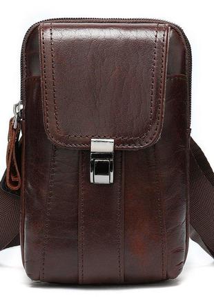 Компактна сумка чоловіча шкіряна vintage 14938 коричнева