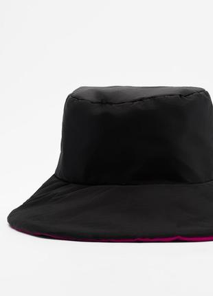 Zara панама шапка двостороння стьобана рожева з чорним демисезон еврозима тепла s 36 26 зара5 фото