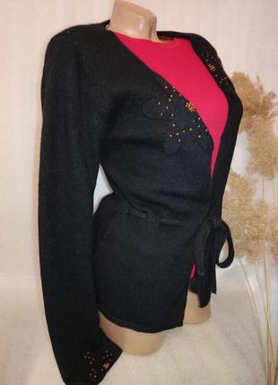 🔥 шикарная нарядная черная кофта под пояс,в составе шерсть/ангора🔥