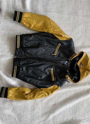 Куртка детская  бомбер демисезонная натуральная кожа