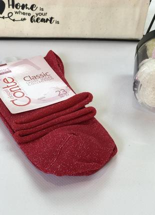 Шкарпетки без гумки з люрексом conte червоні 36-372 фото
