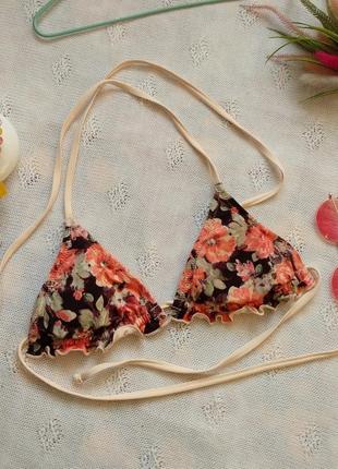 Ліф кораловий в квіти h&m 34/4