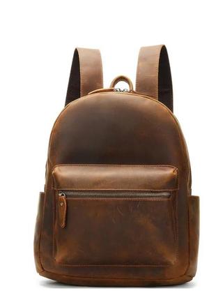 Шкіряний рюкзак для ноутбука коричневий1 фото