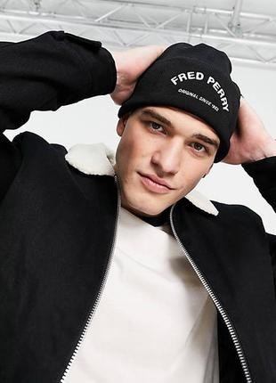 Fred perry arch branded beanie шапка оригніал унісекс чорна3 фото