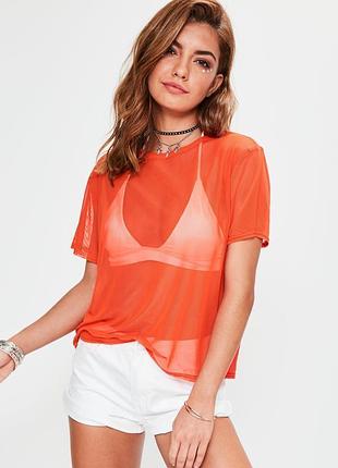 Крута,червона футболка,майка,прозора блуза,дрібна сітка, missguided