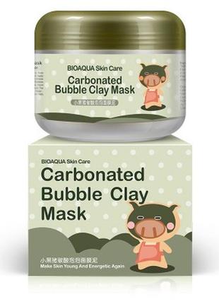 Киснева, бульбашкова маска bioaqua carbonated bubble clay mask , пінна маска