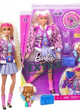  Barbie Extra Doll #8 in Pink Sparkly Varsity Jacket with Furry  Arms & Pet Teddy Bear, Extra-Long Crimped Pigtails, Layered Outfit &  Accessories, Multiple Flexible Joints, For Kids 3 Years Old