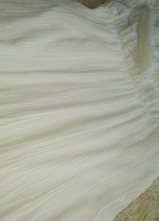 Біле плаття, спідниця плісе, мереживо2 фото