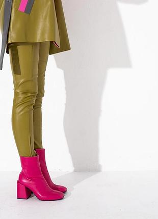 Кожаные стильные ботильоны с квадратным носом ручная работа по индивидуальным меркам