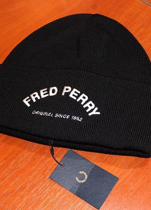 Fred perry arch branded beanie шапка оригніал унісекс чорна6 фото