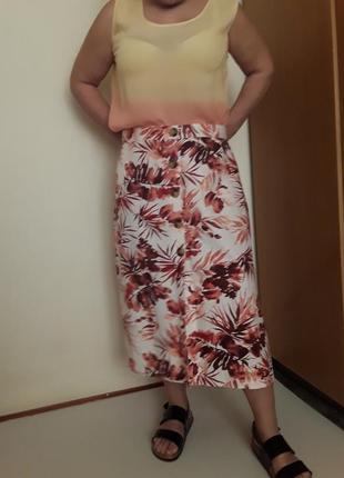 Льняная юбка в принт2 фото