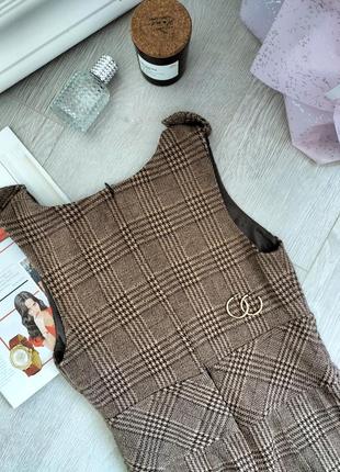 Тёплый сарафан гусиная лапка на подкладке!8 фото