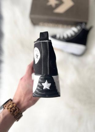 Converse run star hike black брендовые черные высокие массивные кеды конверс на высокой подошве весна лето жіночі чорні кеди на високій платформі5 фото